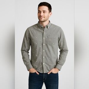 American Eagle Shirt Men's Medium Gray Graphic Penguins Button Up Long S…